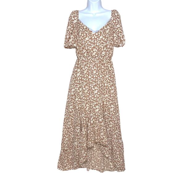 Pink Lily High Low Floral Maxi Dress M Prairie Cottage Milkmaid Peasant Boho - Picture 1 of 9